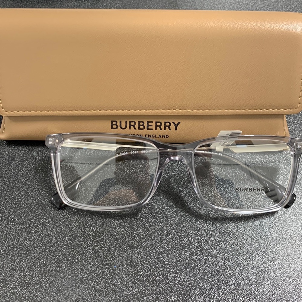 Burberry Clear Transparent Frame Glasses with Tan Case